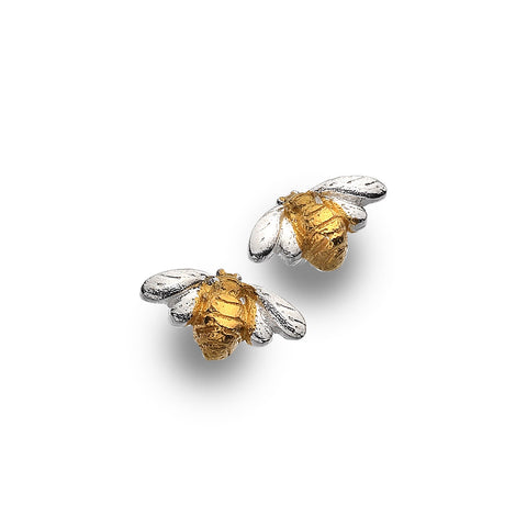 Sterling Silver & Gold Plated Bumble Bee Stud Earrings