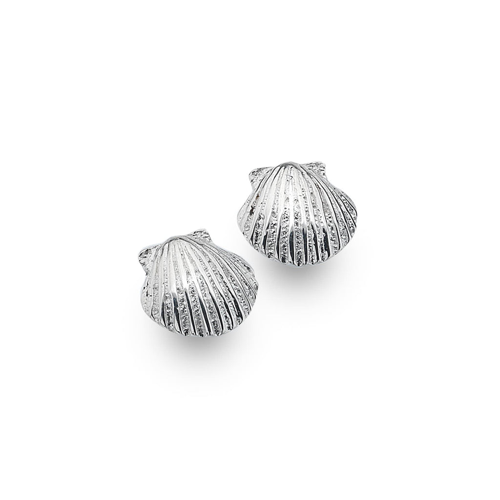 Sterling Silver Scallop Shell Stud Earrings