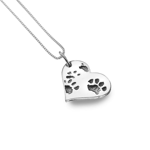 Sterling Silver Paw Print Pendant Necklace
