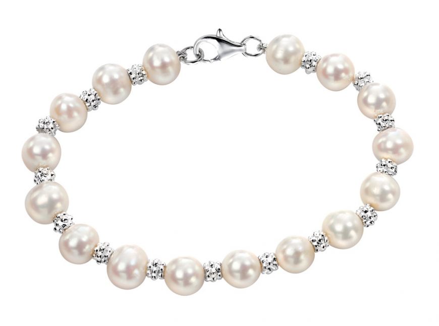 THOMAS SABO Silver  Freshwater Pearl Charm Bracelet