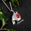 Sterling Silver, Coral and Amber Robin Necklace