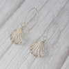 Sterling Silver Large Clam Shell Drop Earrings