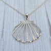 Sterling Silver Large Clam Shell Pendant Necklace
