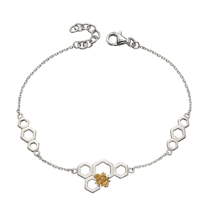 Sterling Silver and Yellow Gold on Silver Bee Bracelet