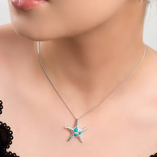 Sterling Silver and Turquoise Starfish Necklace