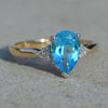 9ct Yellow Gold Blue Topaz & Diamond Dress Ring