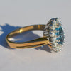 Secondhand 18ct Yellow Gold Blue Topaz & Diamond Cluster Ring
