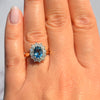 Secondhand 18ct Yellow Gold Blue Topaz & Diamond Cluster Ring