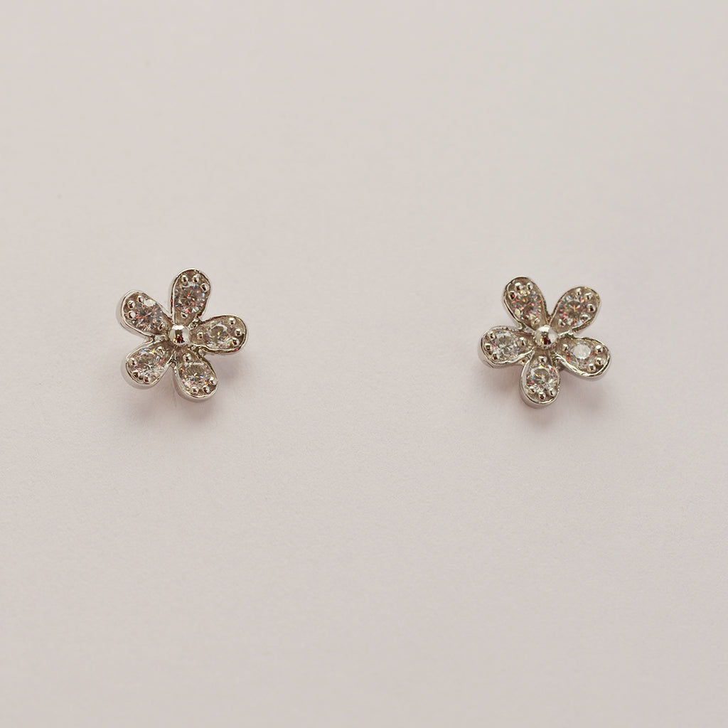Sterling Silver & Cubic Zirconia Daisy Stud Earrings