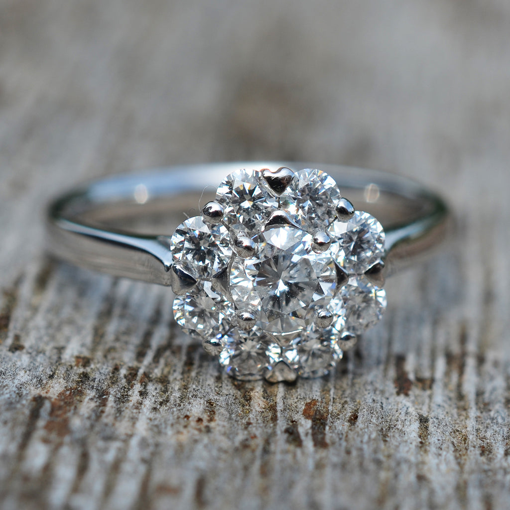 18ct white gold diamond cluster ring discount