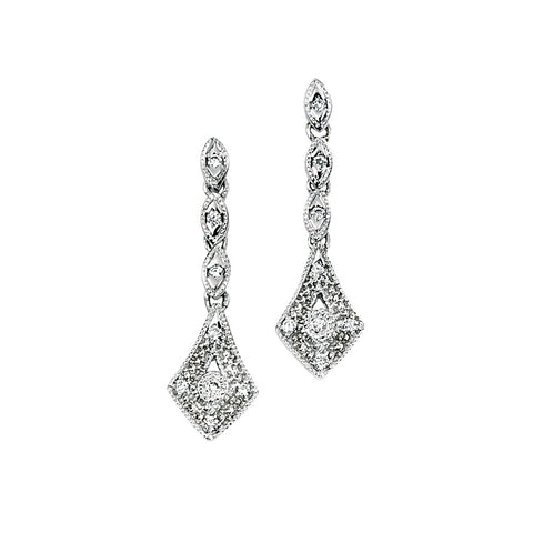 9ct White Gold Diamond Drop Earrings