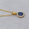 18ct Yellow Gold Sapphire & Diamond Cluster Pendant Necklace