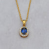 18ct Yellow Gold Sapphire & Diamond Cluster Pendant Necklace