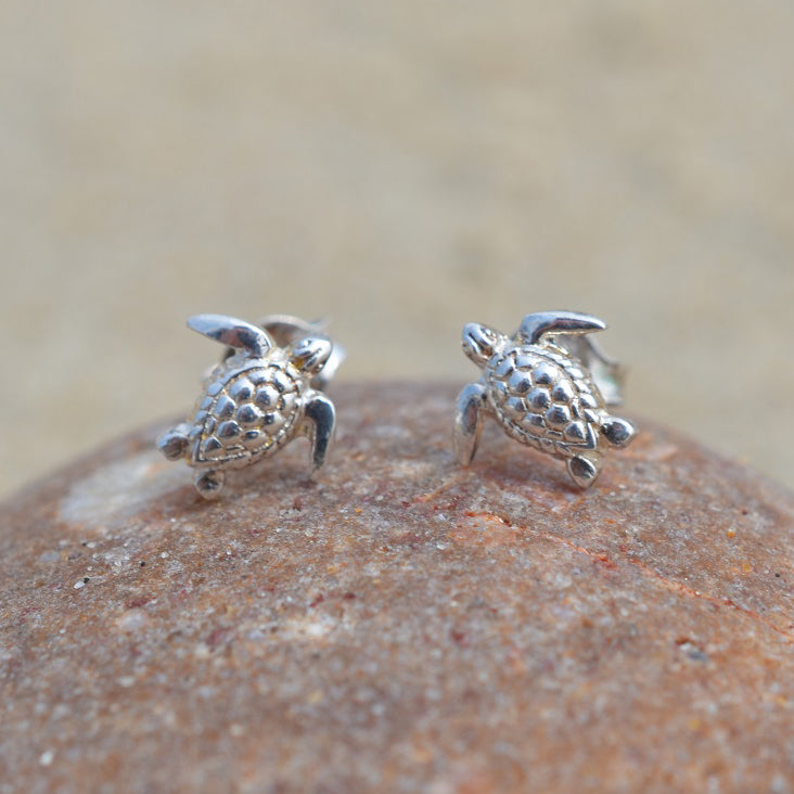 Sterling Silver Turtle Stud Earrings
