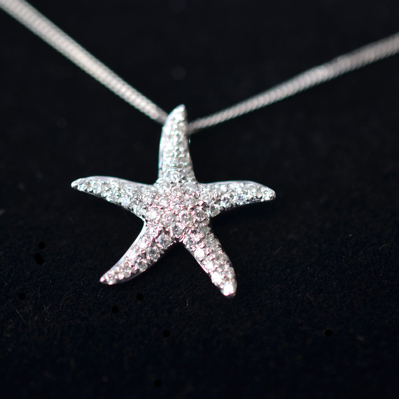 9ct White Gold & Diamond Starfish Necklace